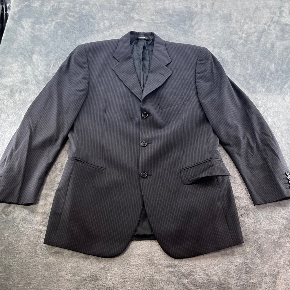 Zanieri Made in Italy Men 40R Wool Blazer Pinstripe Lanificio Comero Super 100s